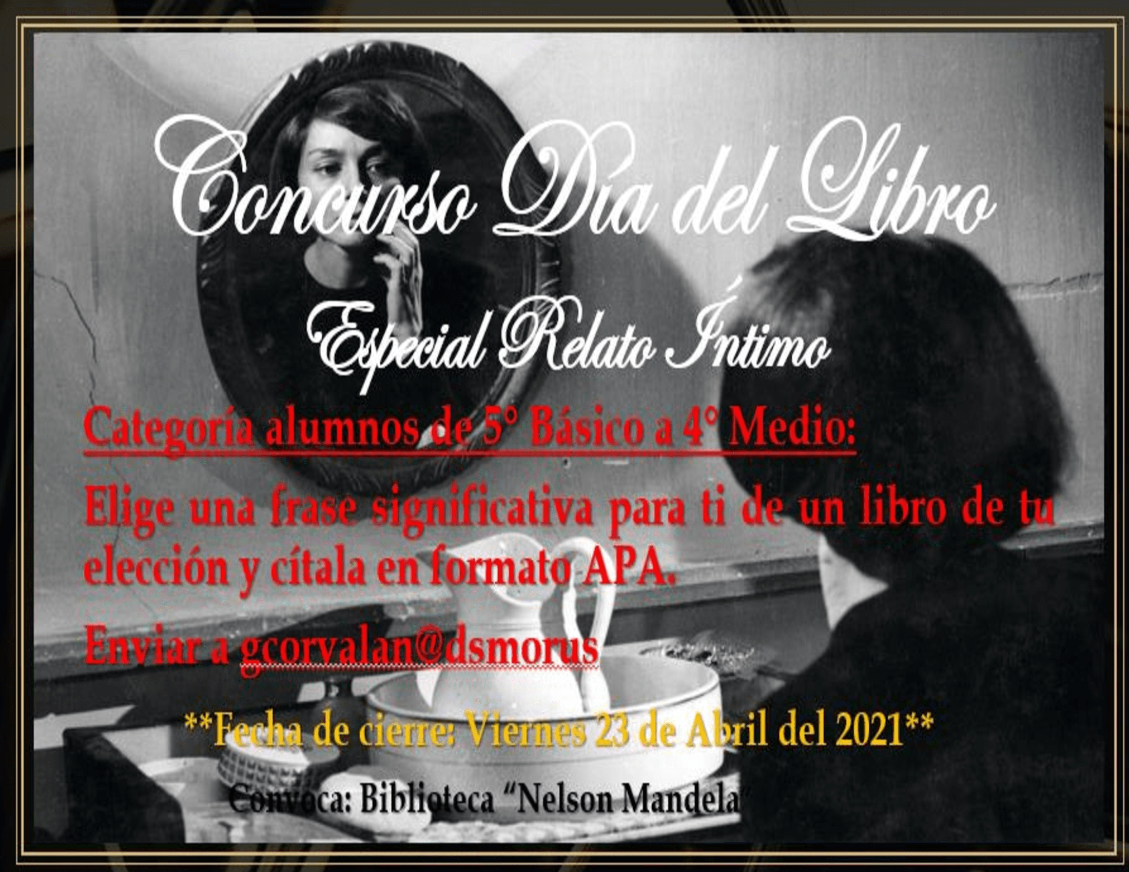 Flyer Concurso Día del Libro 2021 Categoría 5° Básico a IV° Medio